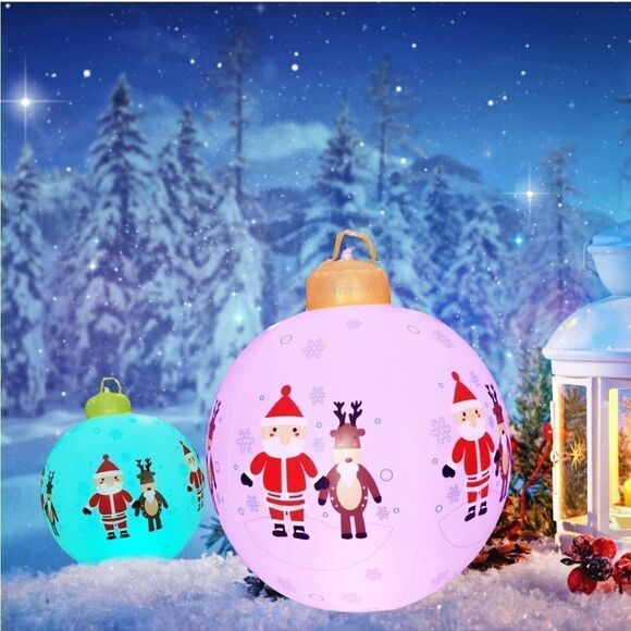 NIB Inflatable Outdoor Christmas Ball 24 Inch Large Christmas Blow Up Decoration - Picture 4 of 7